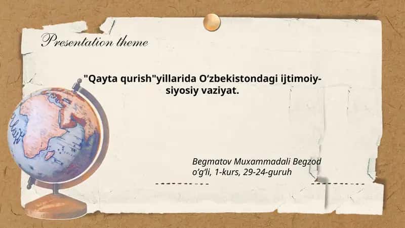 Qayta qurish yillarida Oʻzbekistondagi ijtimoiy-siyosiy vaziyat