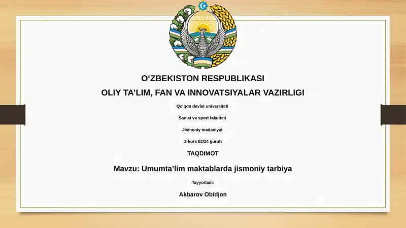 Umumta’lim maktablarda jismoniy tarbiya
