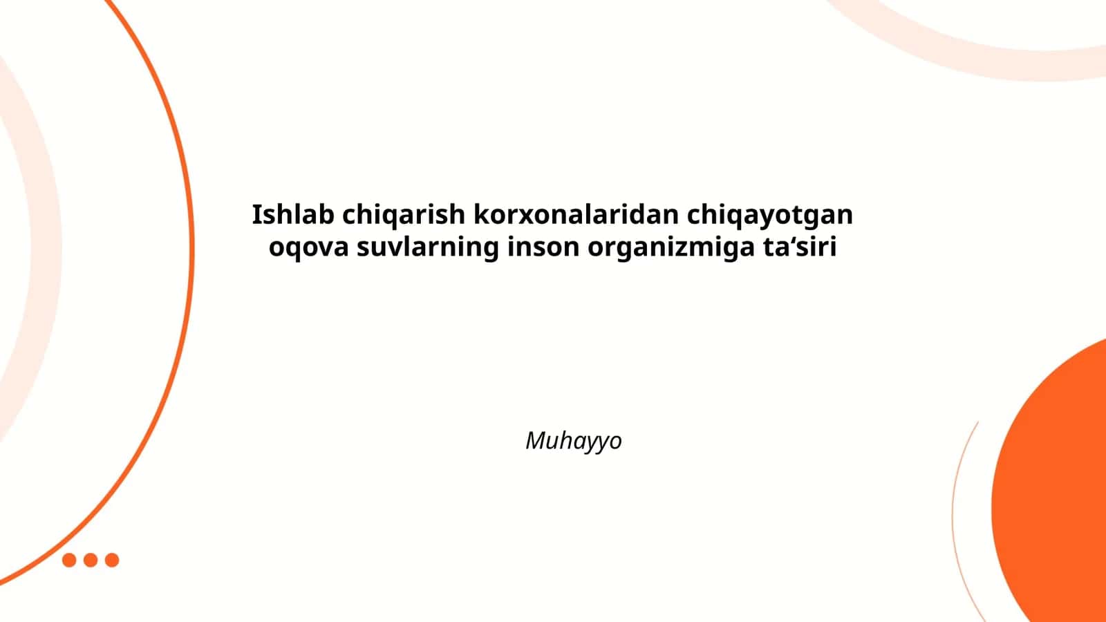 Oqova suvlarning kimyoviy tarkibi