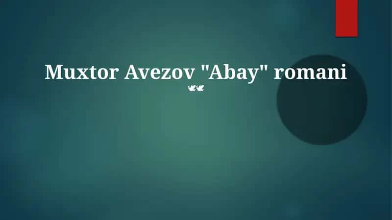 Muxtor Avezov "Abay" romani