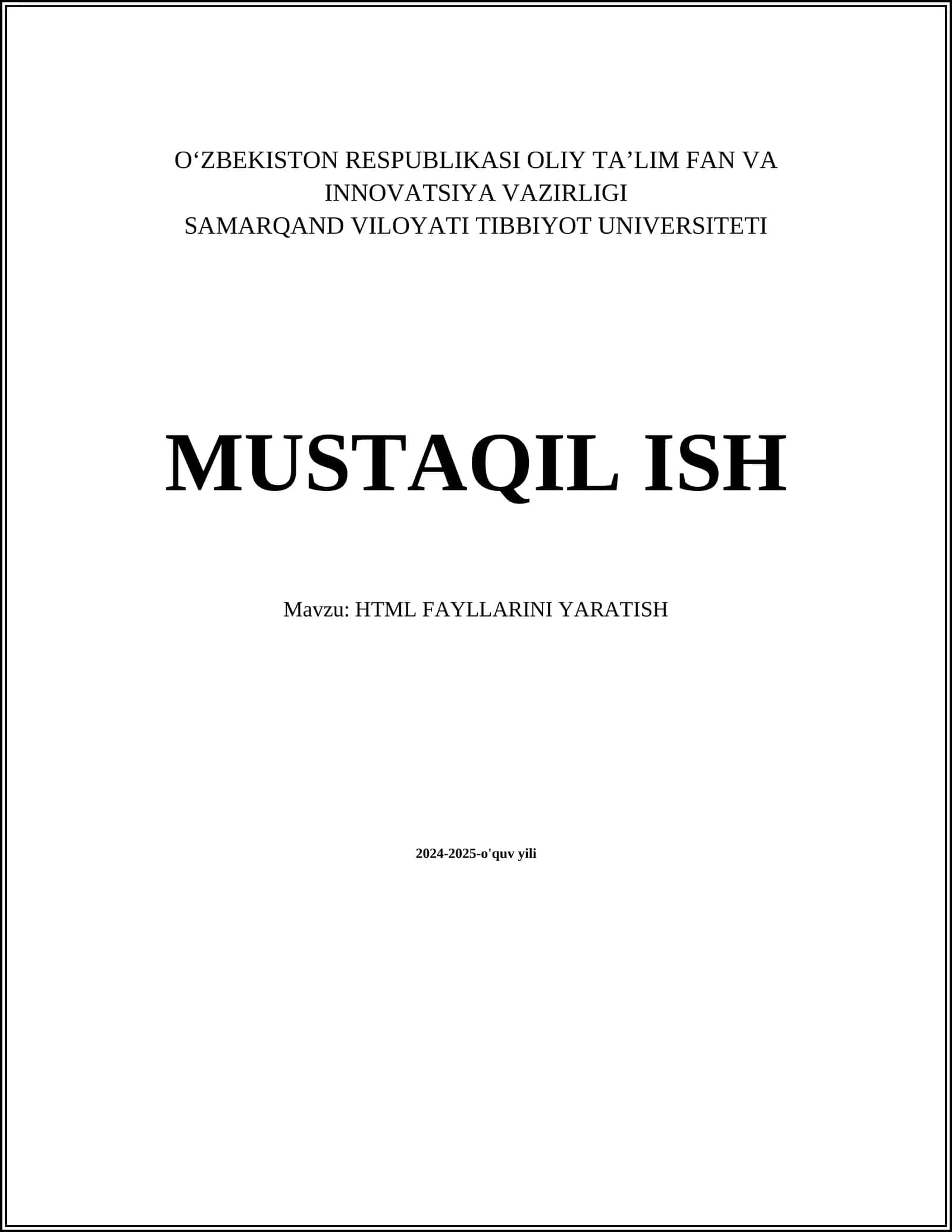 HTML FAYLLARINI YARATISH