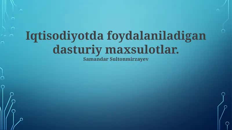 Moliyaviy modellashtirish dasturlari