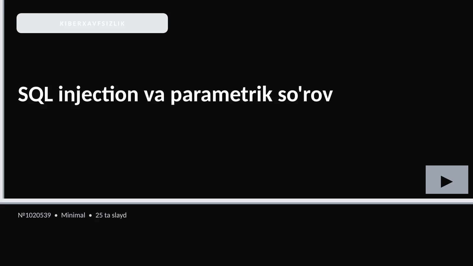 SQL injection va parametrik so'rov