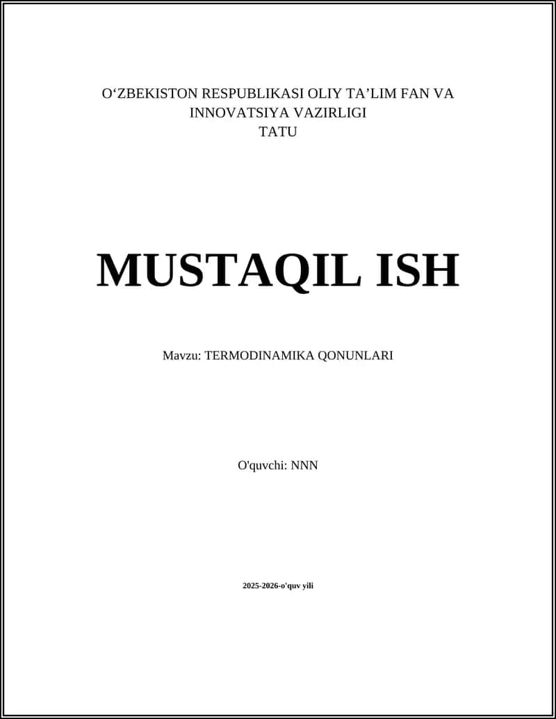 TERMODINAMIKA QONUNLARI