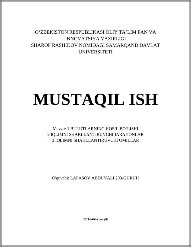 Bulutlarning hosil boʻlishi