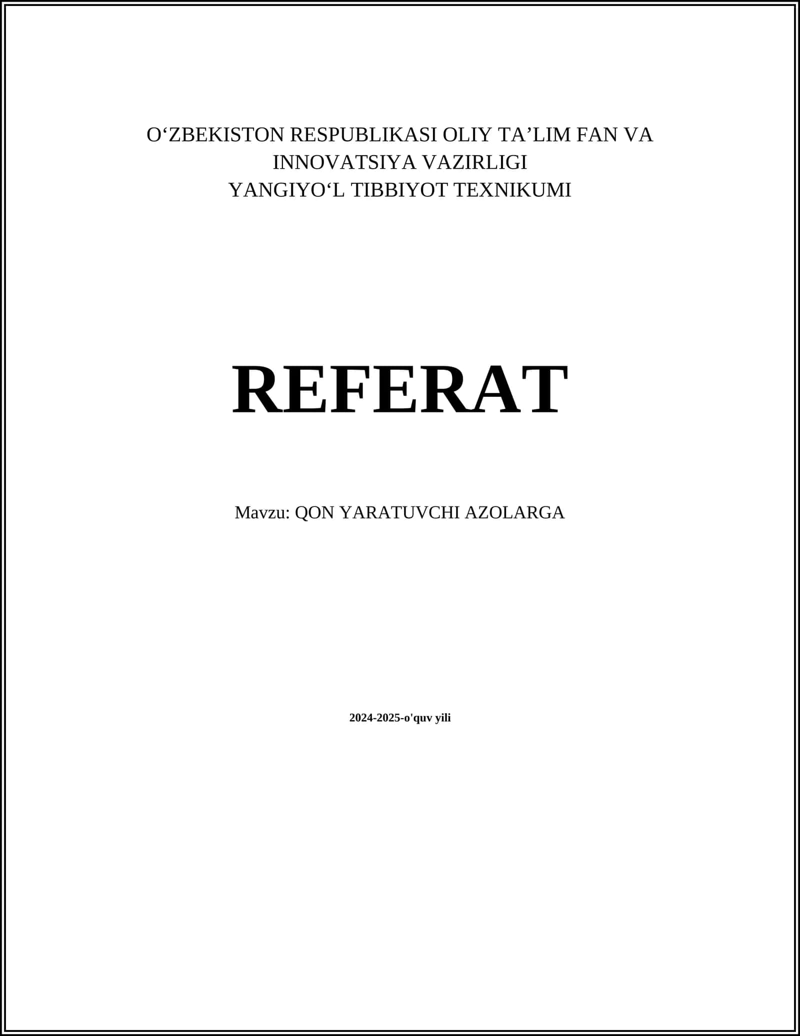 QON YARATUVCHI AZOLARGA