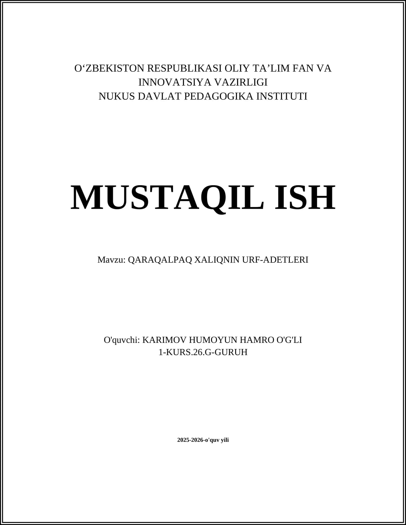 QARAQALPAQ XALIQNIN URF-ADETLERI
