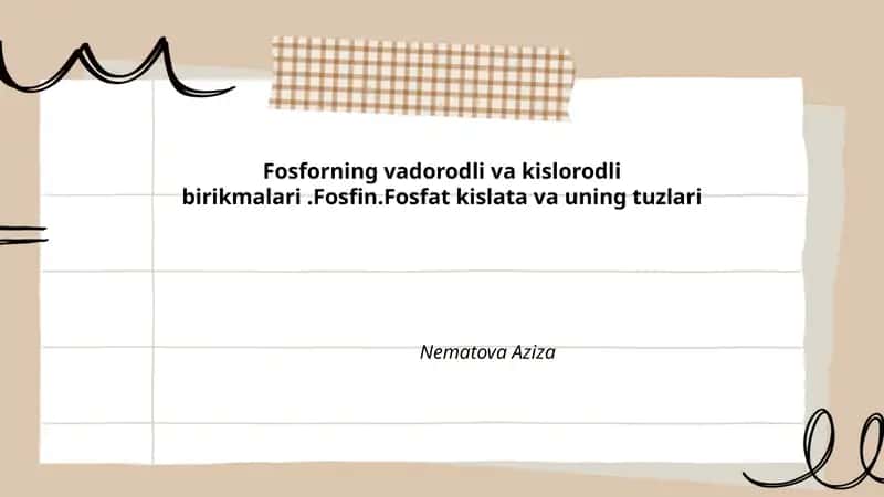 Fosforning kimyoviy xususiyatlari
