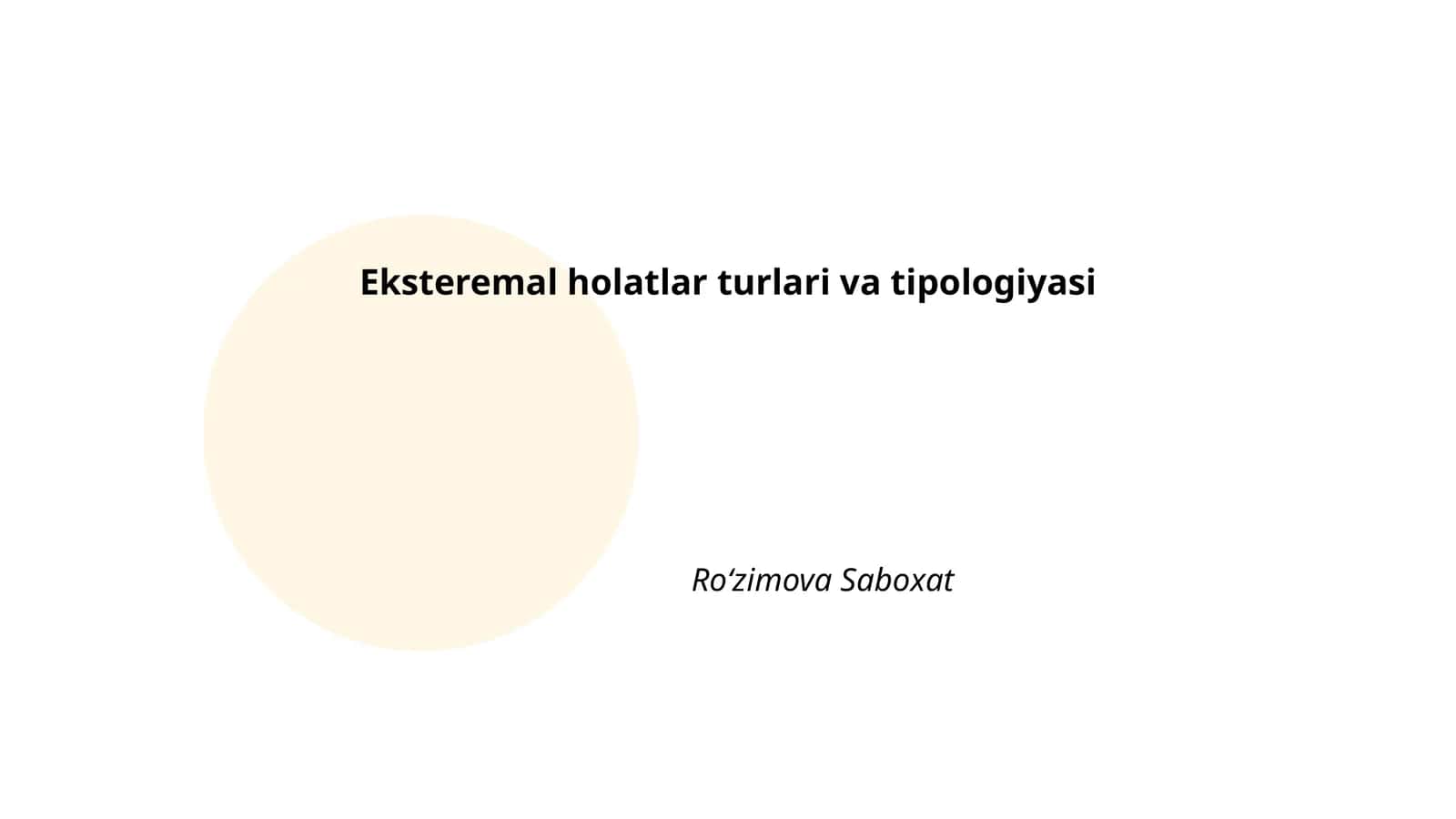 Eksteremal holatlar turlari va tipologiyasi