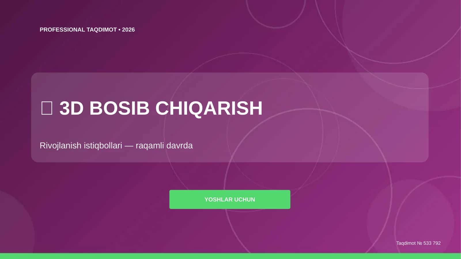 3D bosib chiqarish: rivojlanish istiqbollari (raqamli davrda)