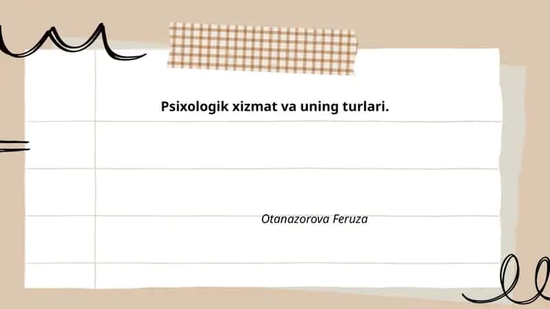 Psixologik xizmat va uning turlari
