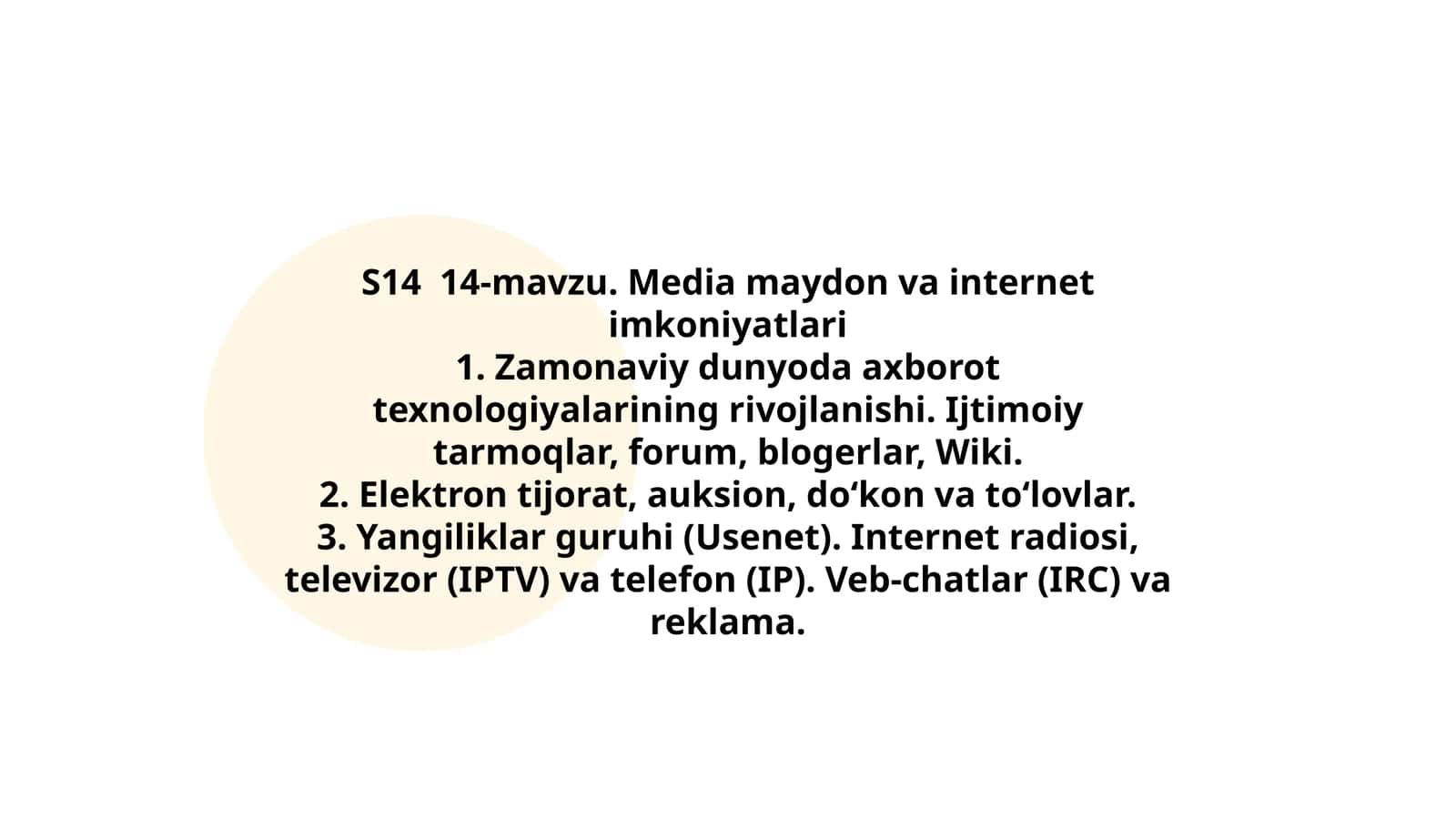 Media maydon va internet imkoniyatlari