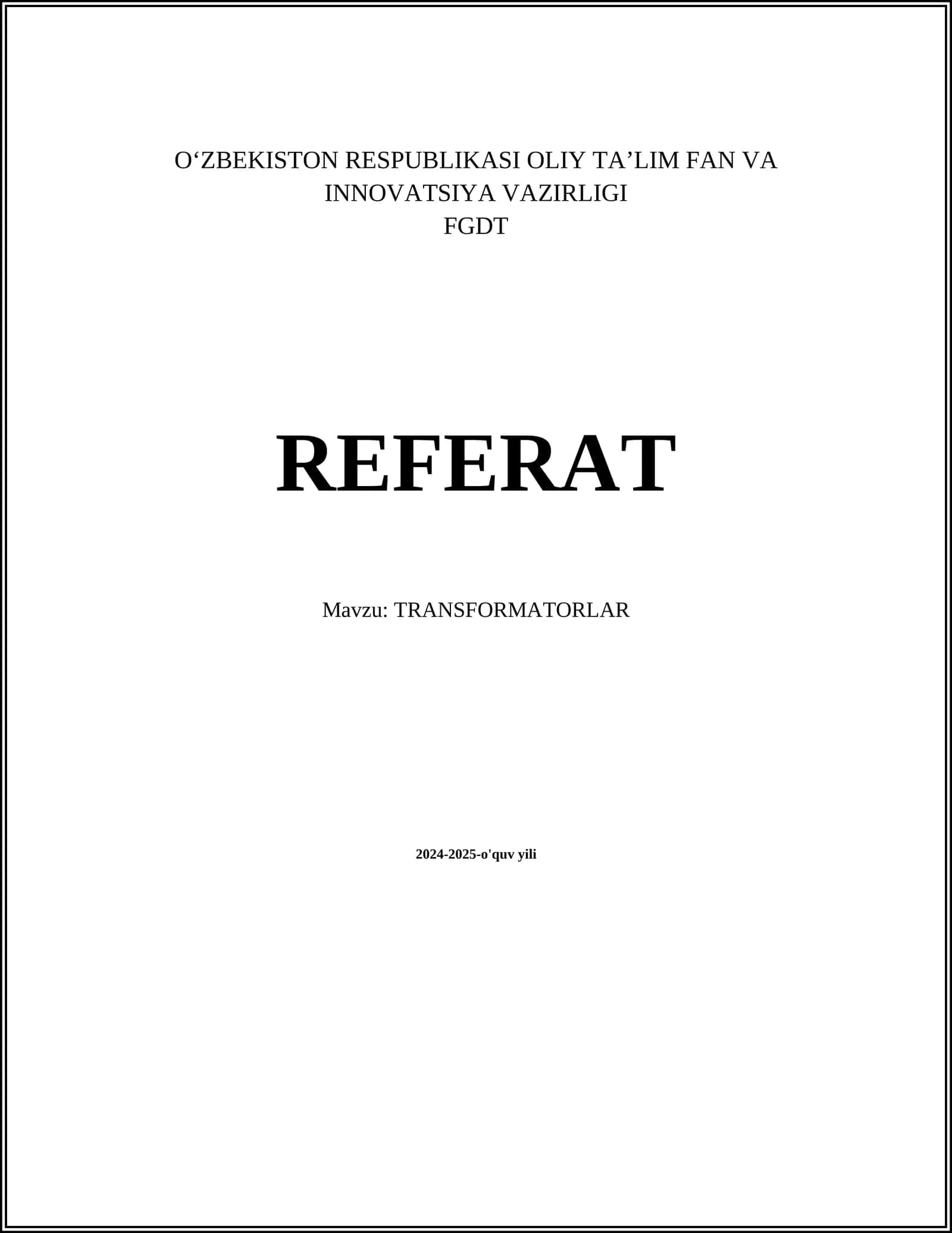 TRANSFORMATORLAR