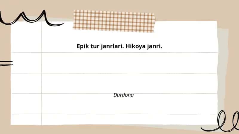 Epik tur janrlari. Hikoya janri