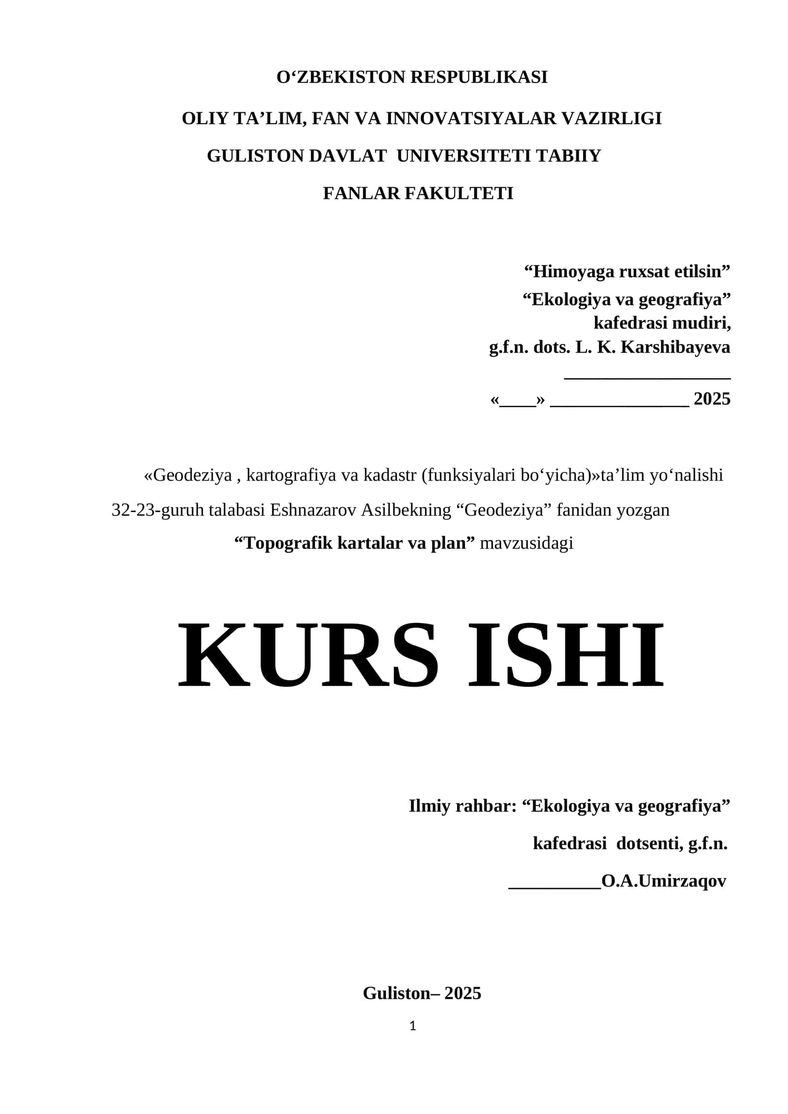 Topografik kartalar va plan