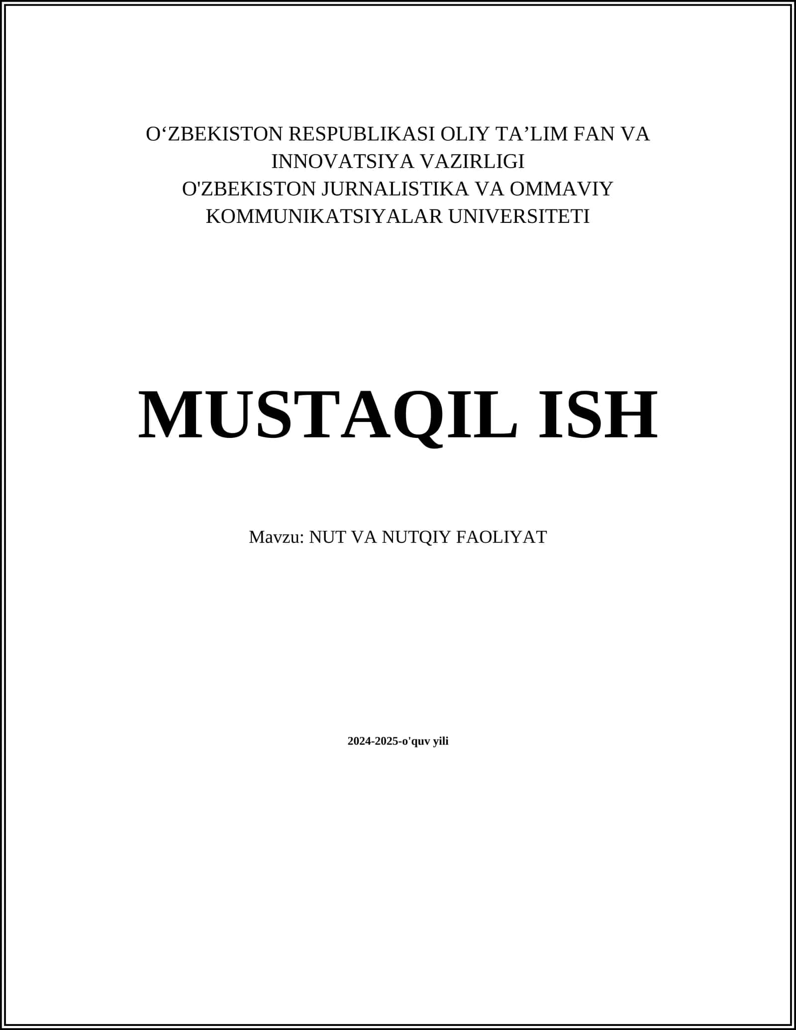 NUT VA NUTQIY FAOLIYAT