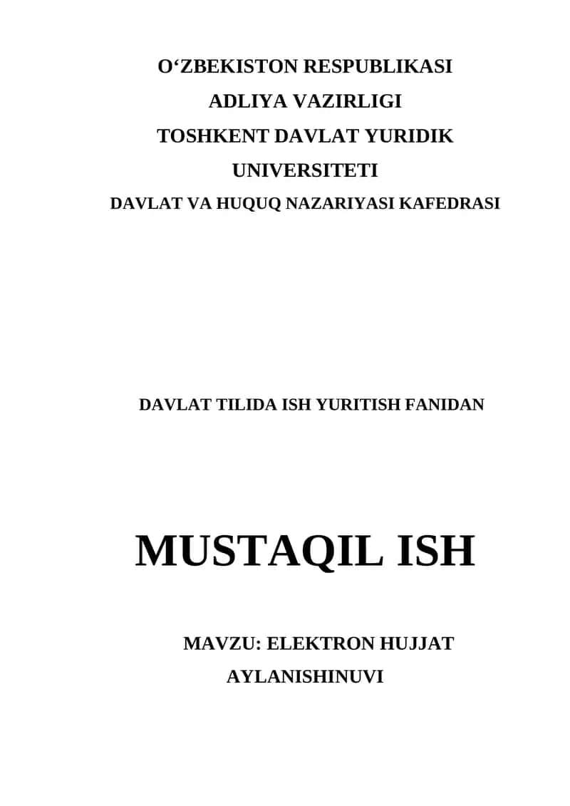 ELEKTRON HUJJAT ALMASHINUVI
