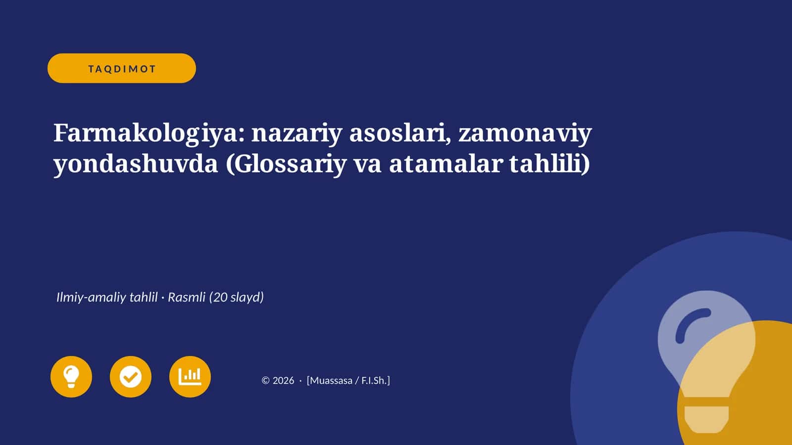 Farmakologiya: nazariy asoslari, zamonaviy yondashuvda (Glossariy va atamalar tahlili)