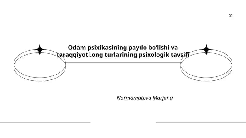 Odam psixikasining paydo boʻlishi va taraqqiyoti.ong turlarining psixologik tavsifi