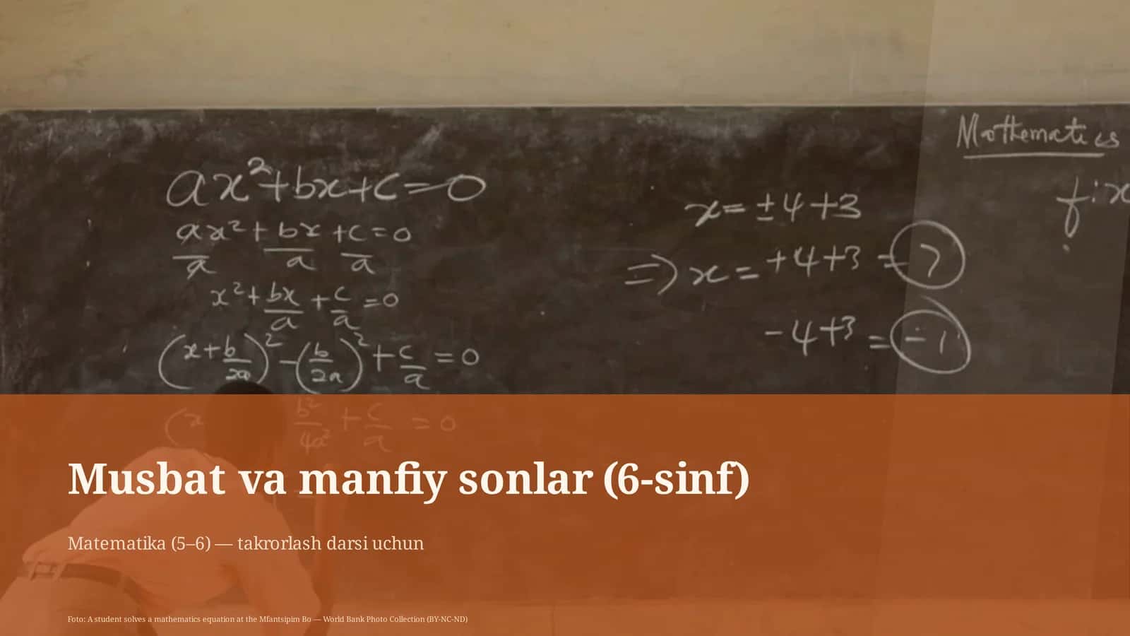 Musbat va manfiy sonlar (6-sinf)