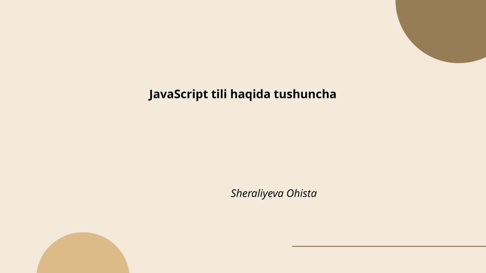 JavaScript tili haqida tushuncha