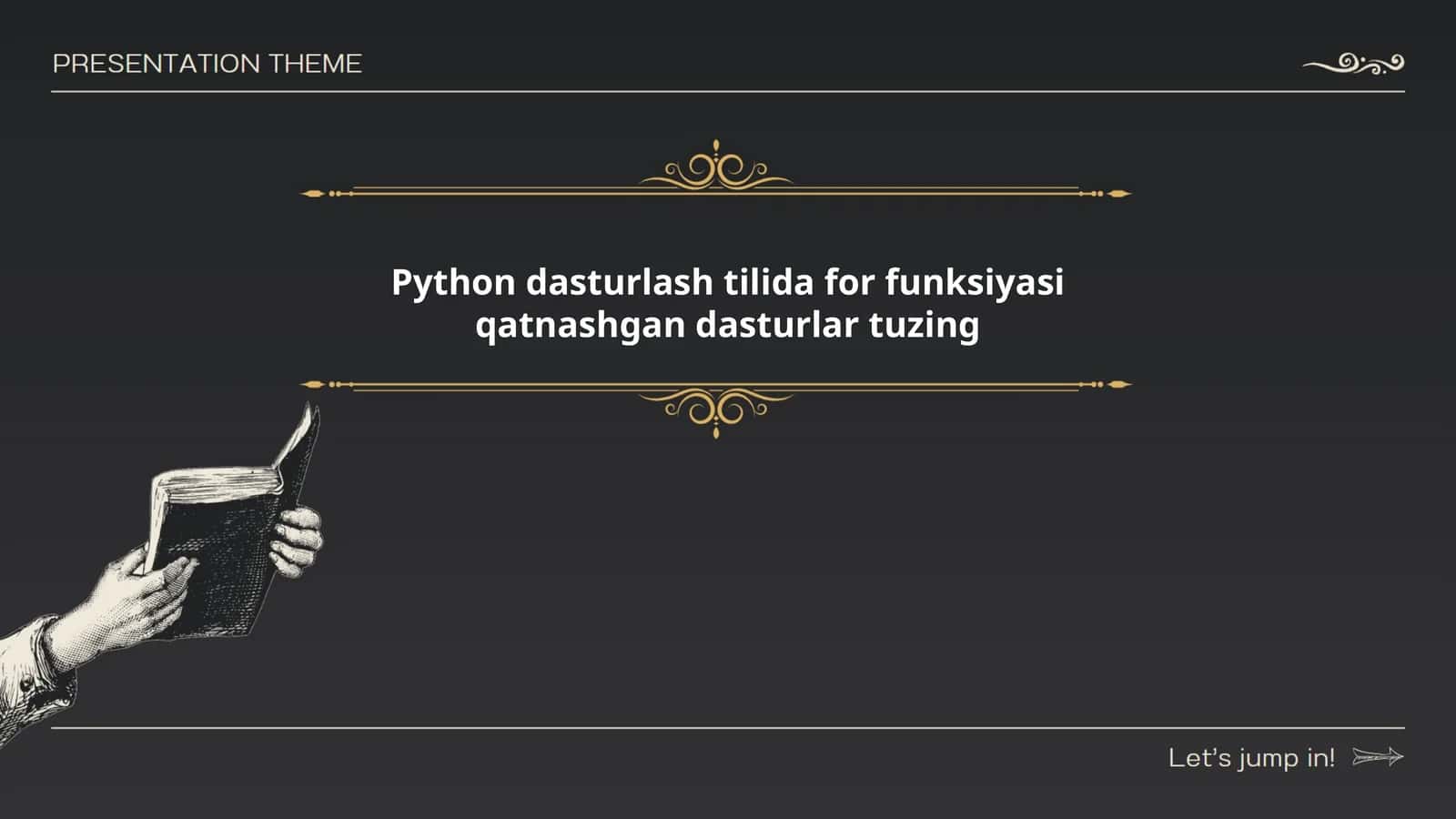 Python dasturlash tilida for funksiyasi qatnashgan dasturlar tuzing