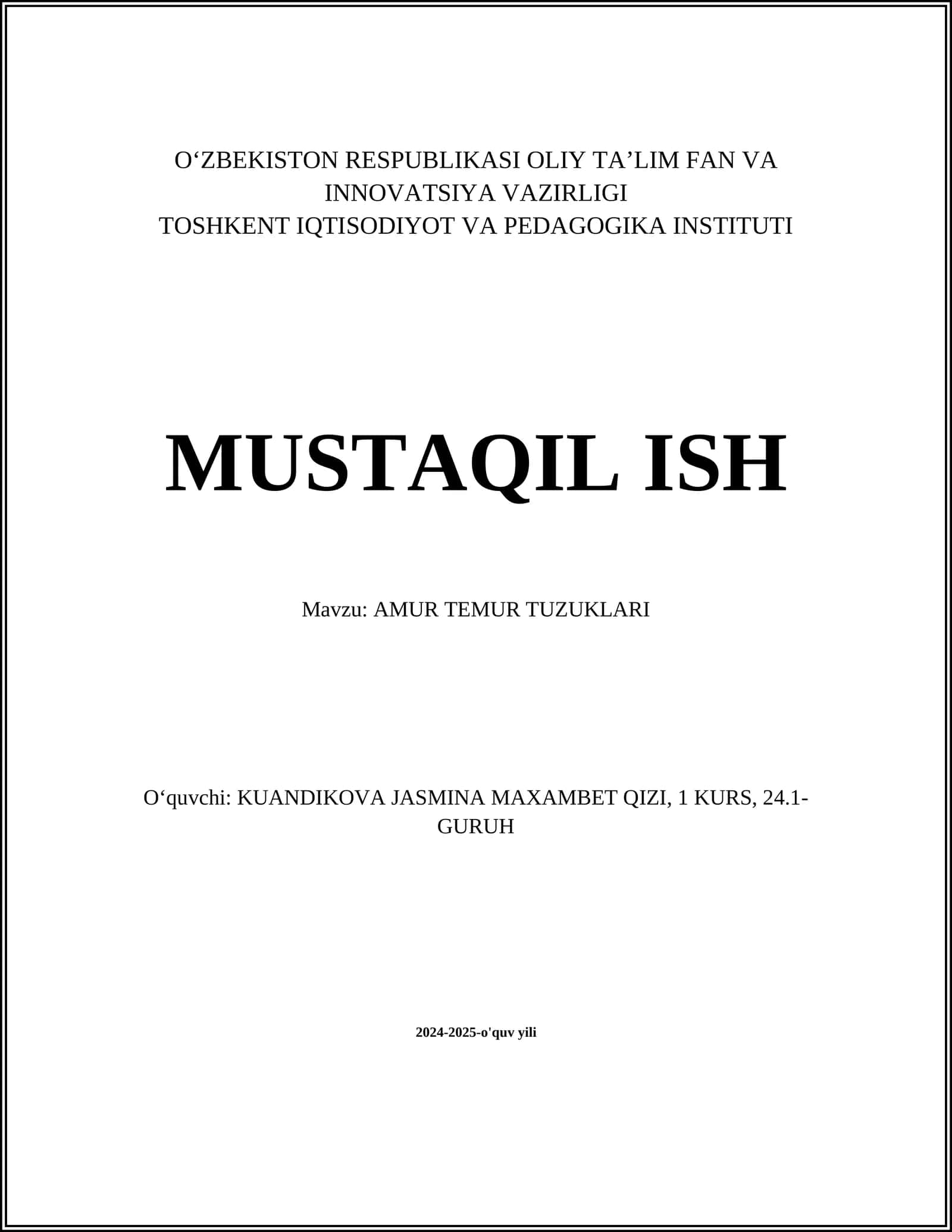 AMIR TEMUR TUZUKLARI