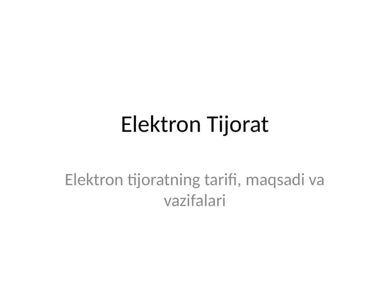 Elektron Tijorat