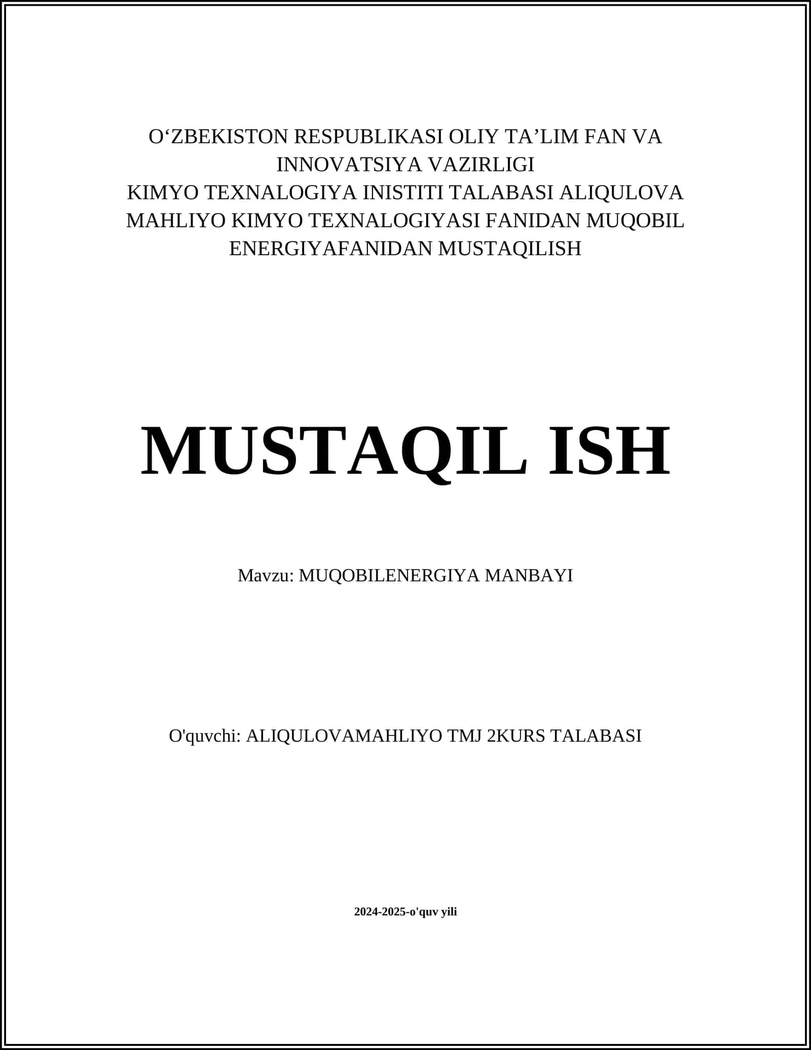 MUQOBILENERGIYA MANBAYI