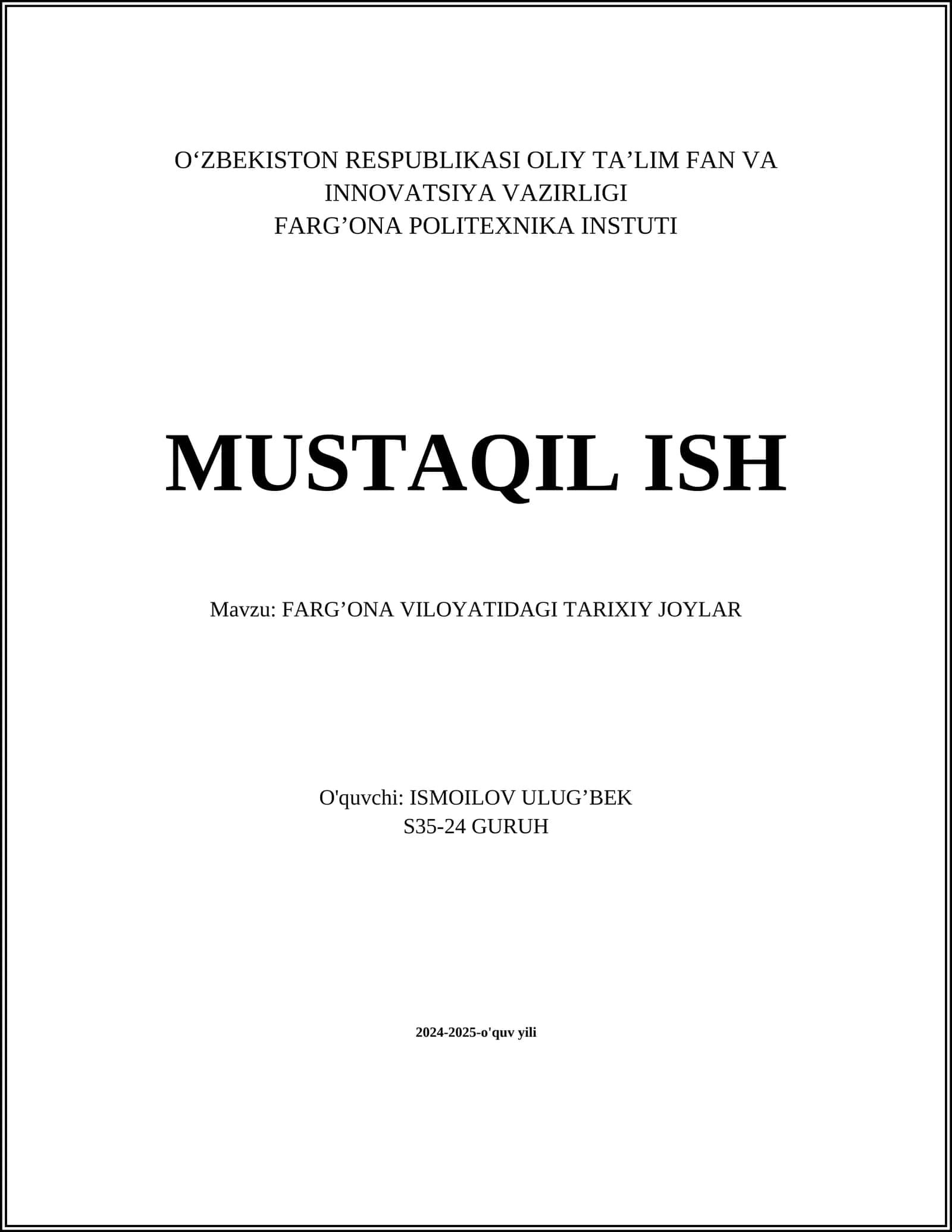 FARG’ONA VILOYATIDAGI TARIXIY JOYLAR