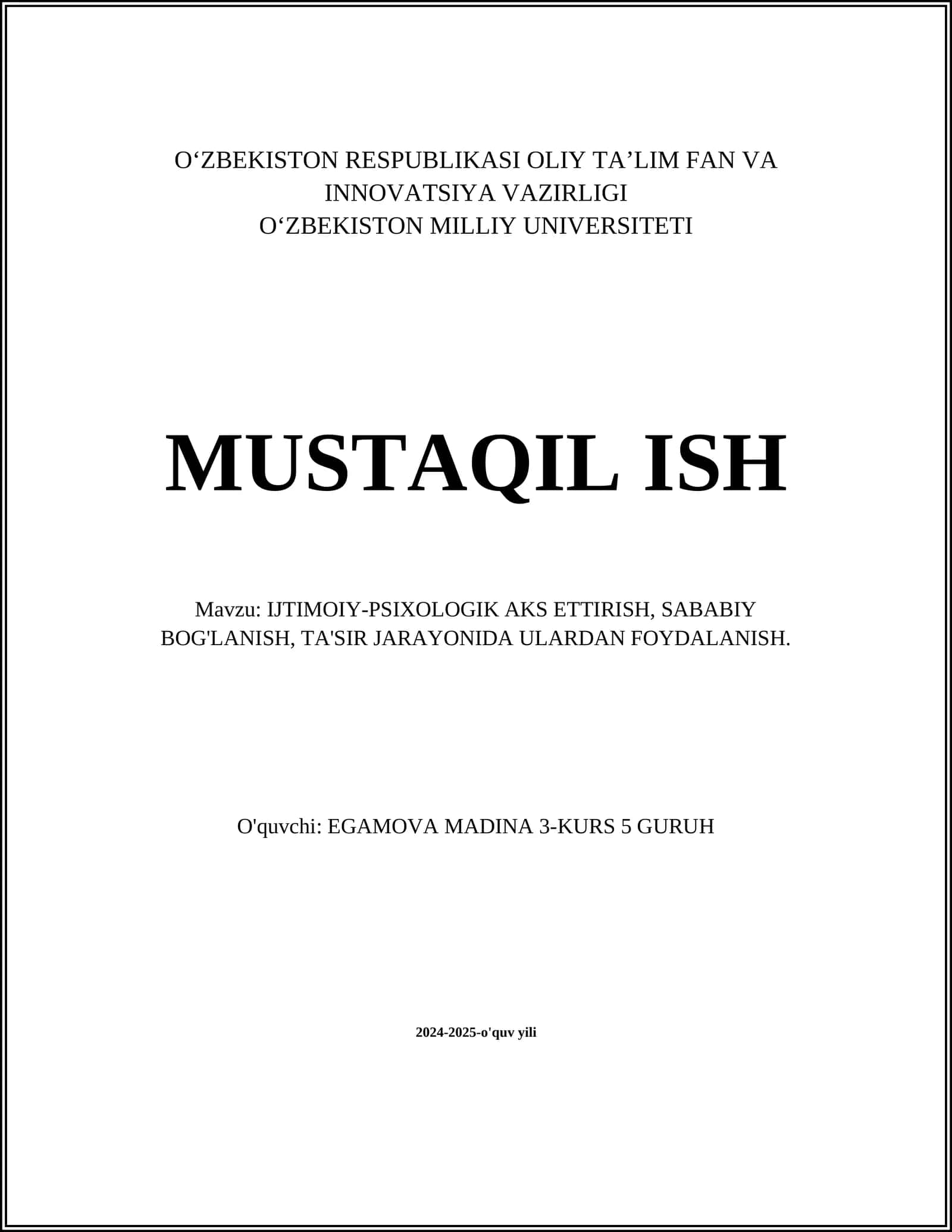 IJTIMOIY-PSIXOLOGIK AKS ETTIRISH