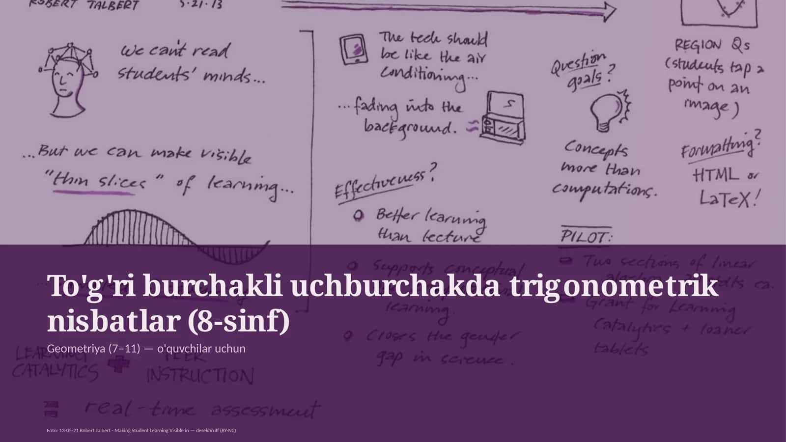 To'g'ri burchakli uchburchakda trigonometrik nisbatlar (8-sinf)