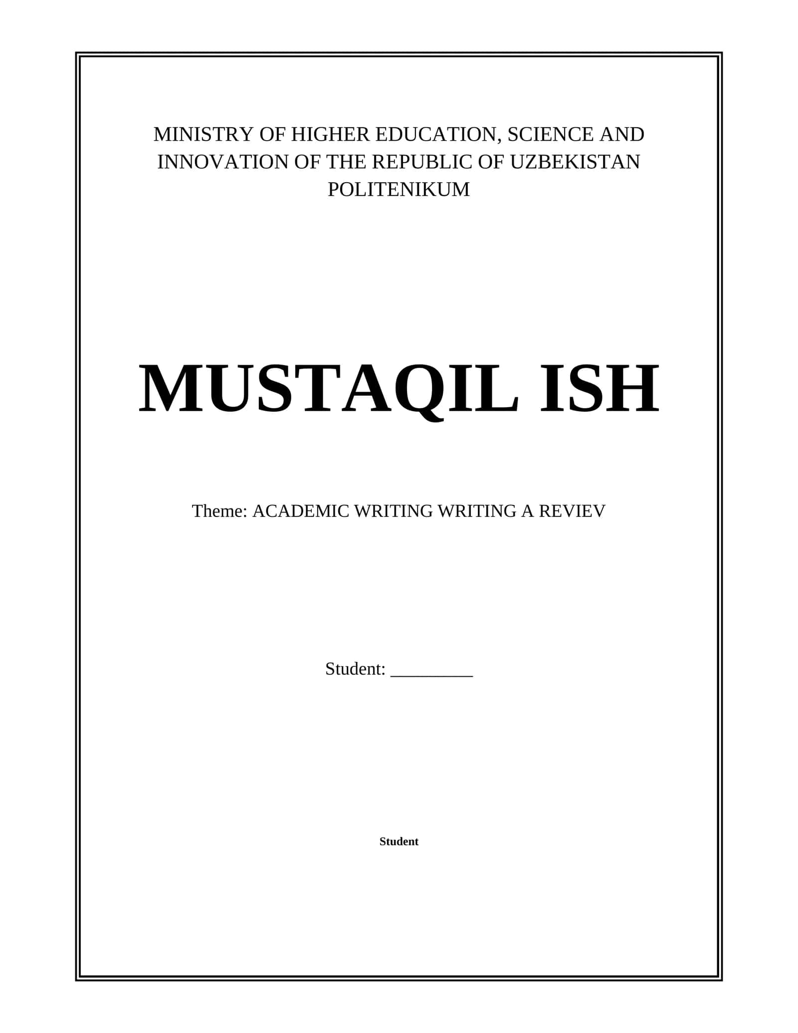 ACADEMIC WRITING WRITING A REVIEV