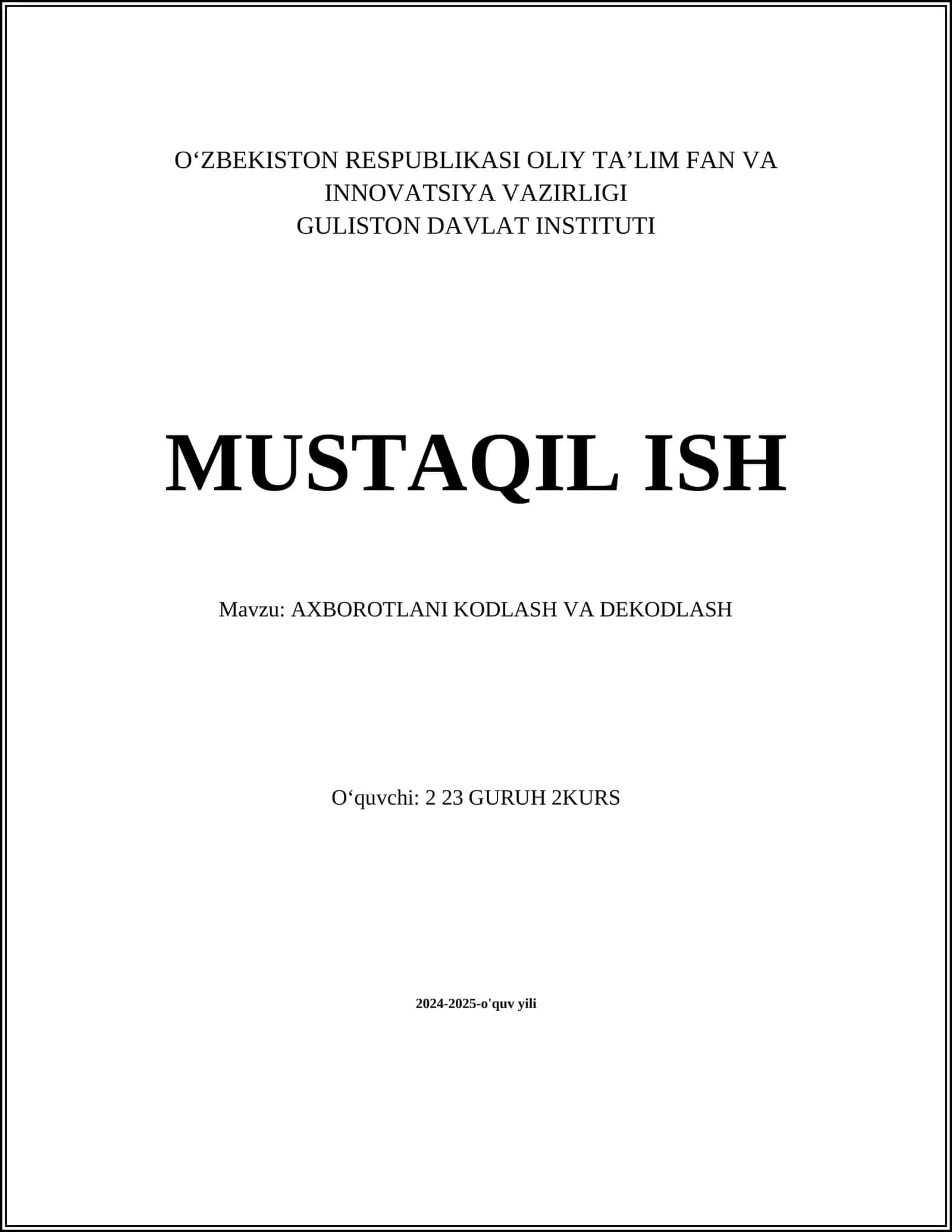 Ma'lumotlarni kodlash usullari