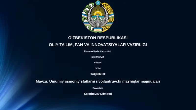 Umumiy jismoniy sfatlarni rivojlantruvchi mashiqlar majmualari