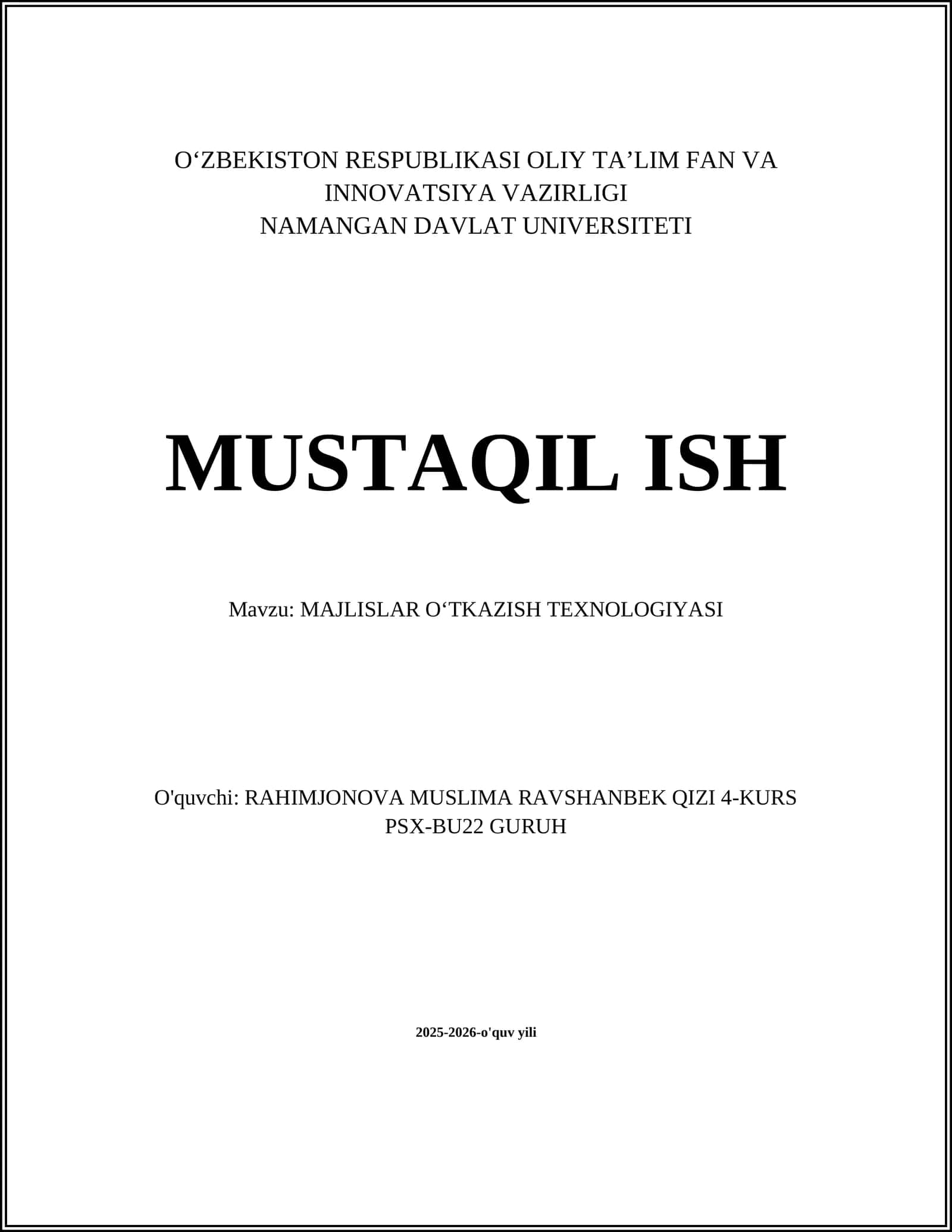 Majlislar oʻtkazish texnologiyasi