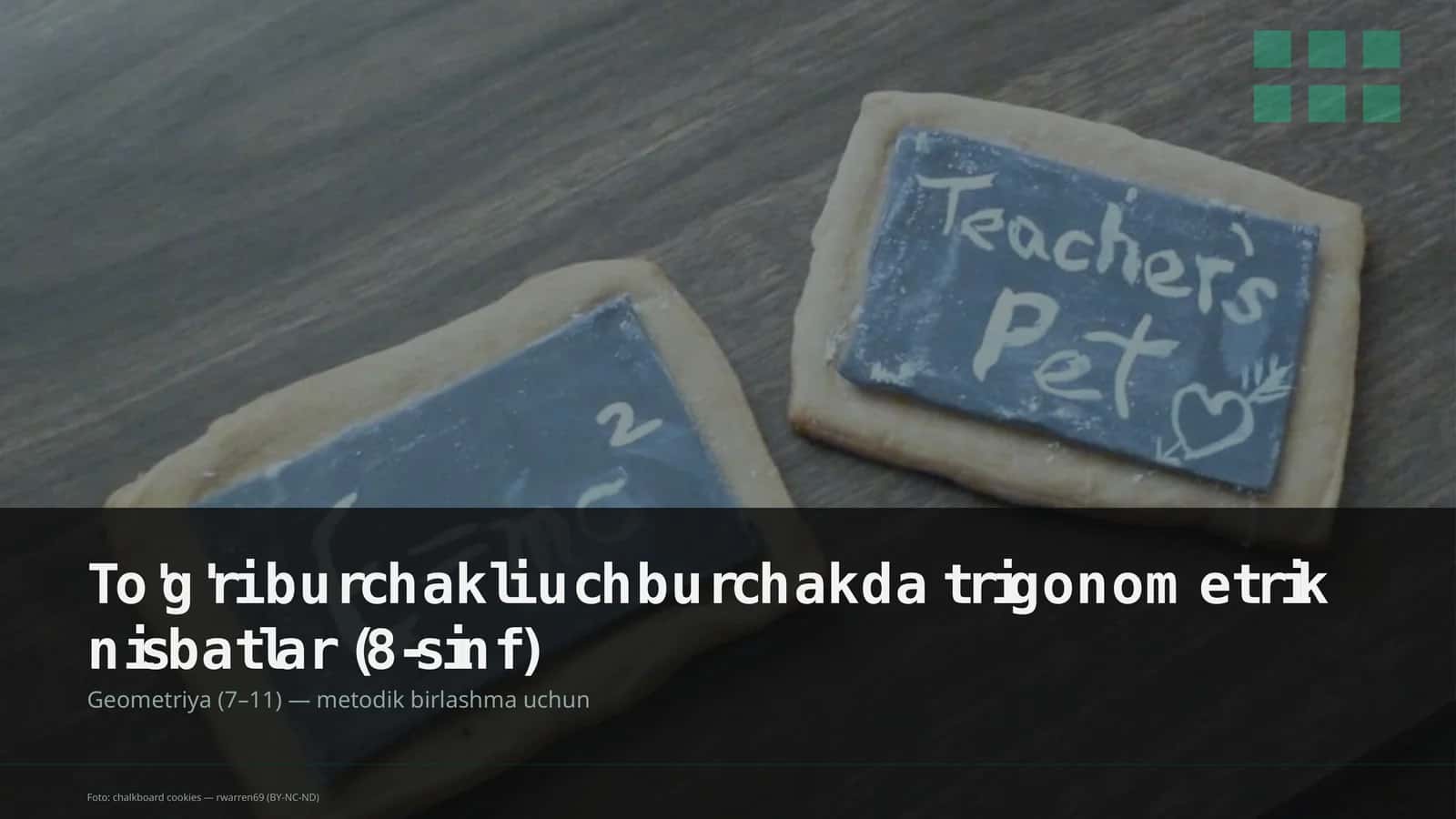 To'g'ri burchakli uchburchakda trigonometrik nisbatlar (8-sinf)