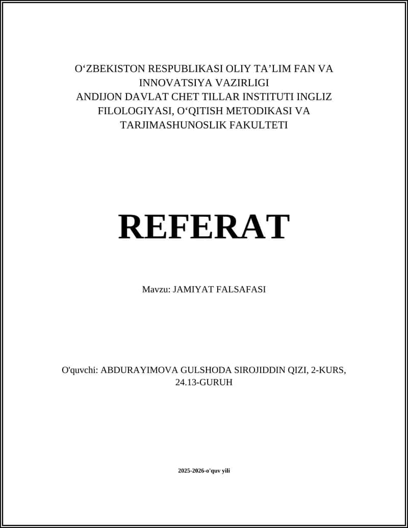 JAMIYAT FALSAFASI