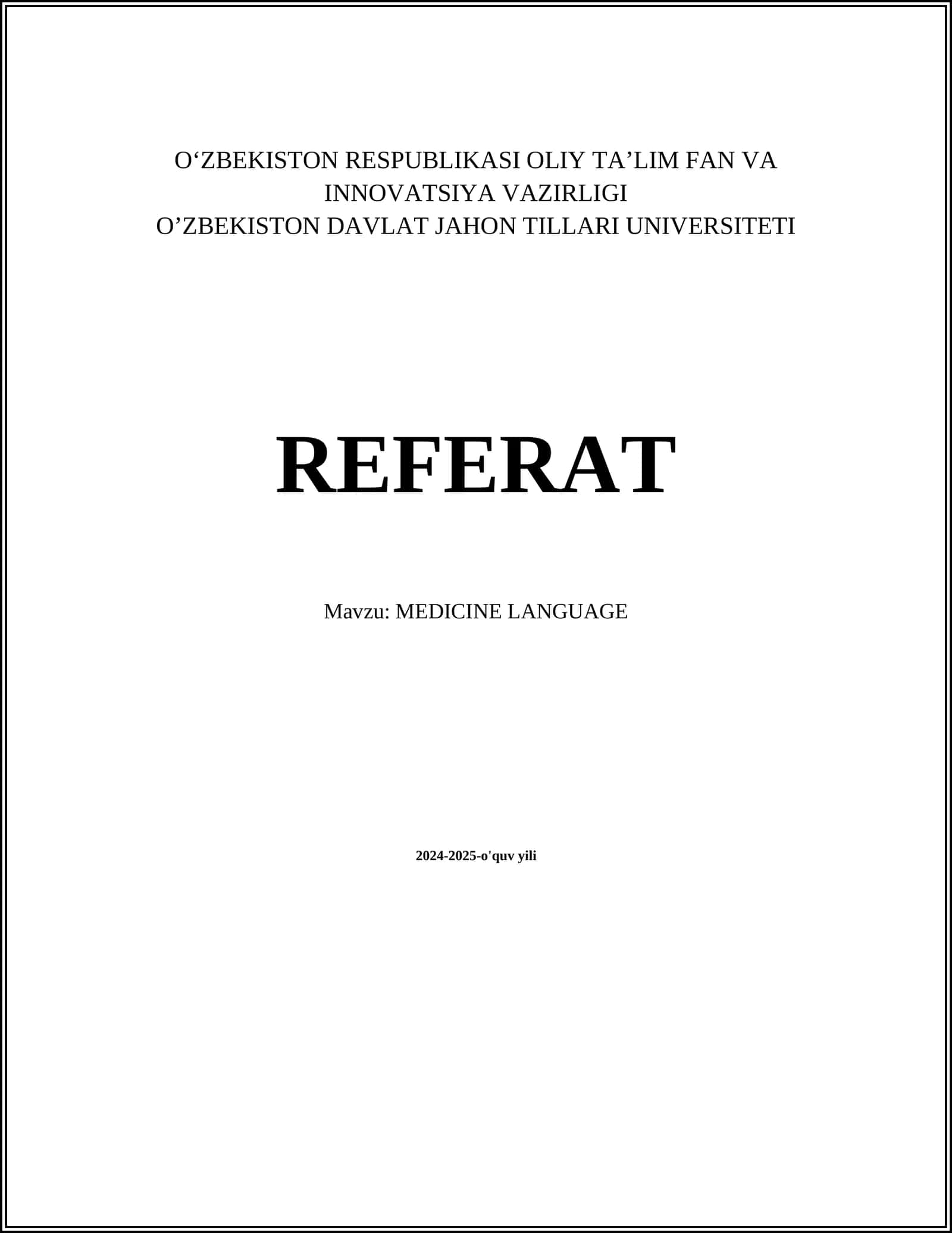 MEDICINE LANGUAGE