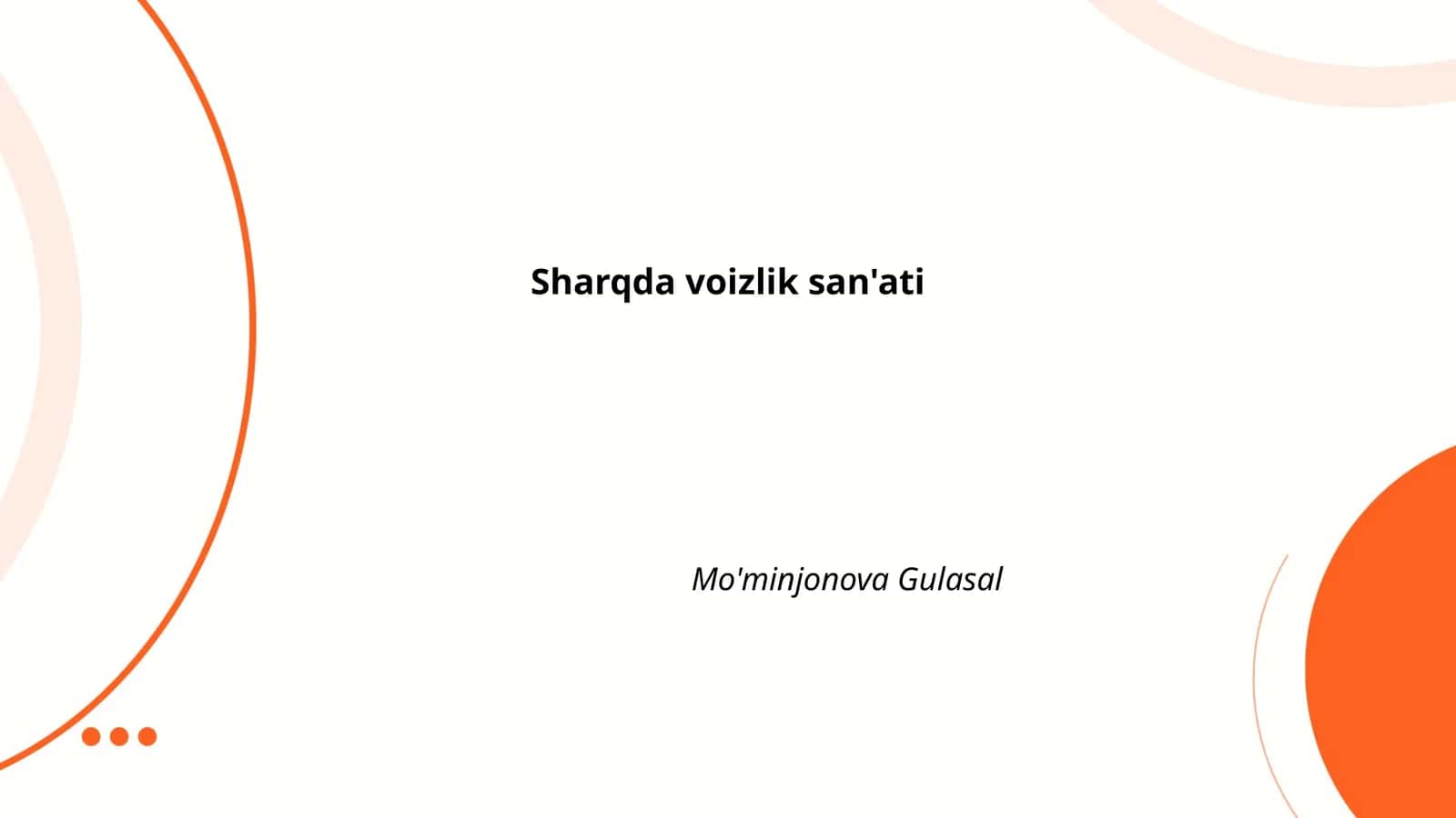 Sharqda voizlik san'ati
