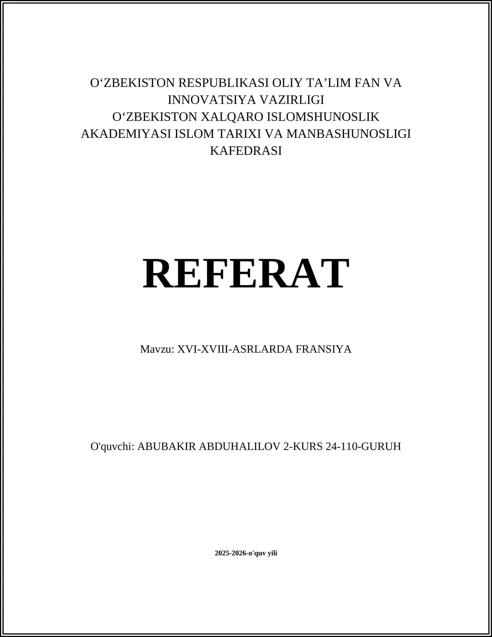 XVI-XVIII-ASRLARDA FRANSIYA