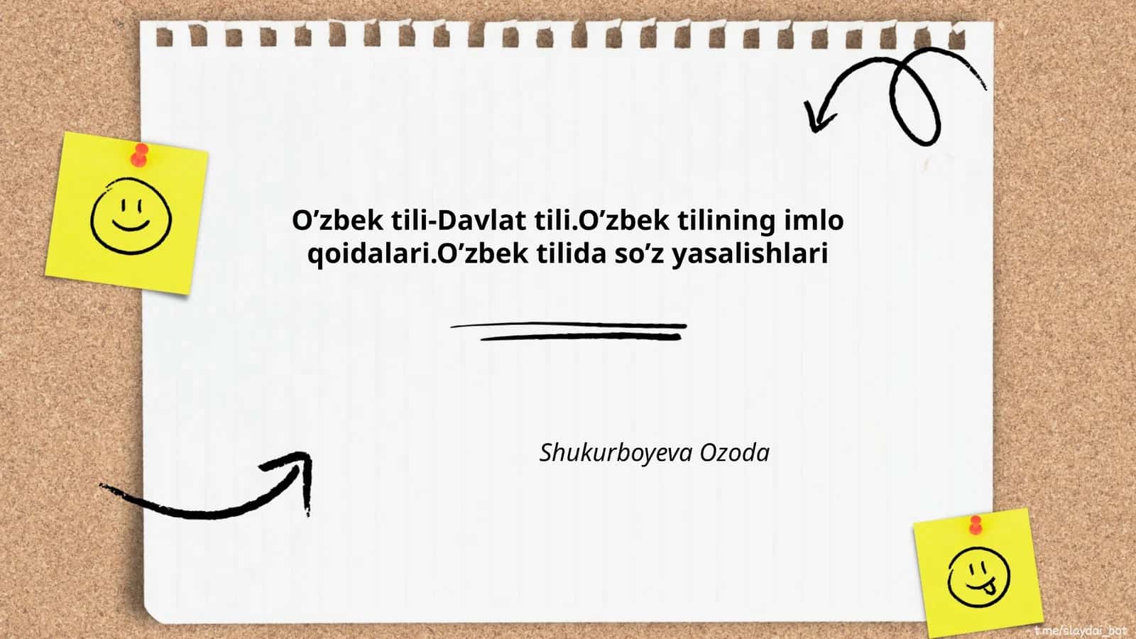 O‘zbek tili-Davlat tili.O‘zbek tilining imlo qoidalari.O‘zbek tilida so’z yasalishlari