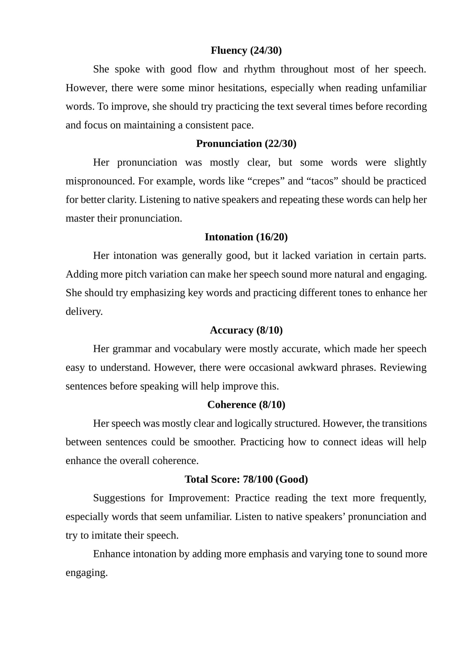 Fluency Assessment