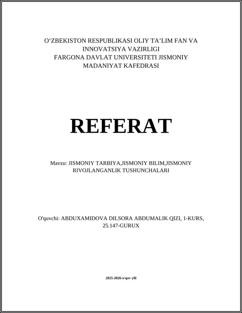 Jismoniy Madaniyat Referat