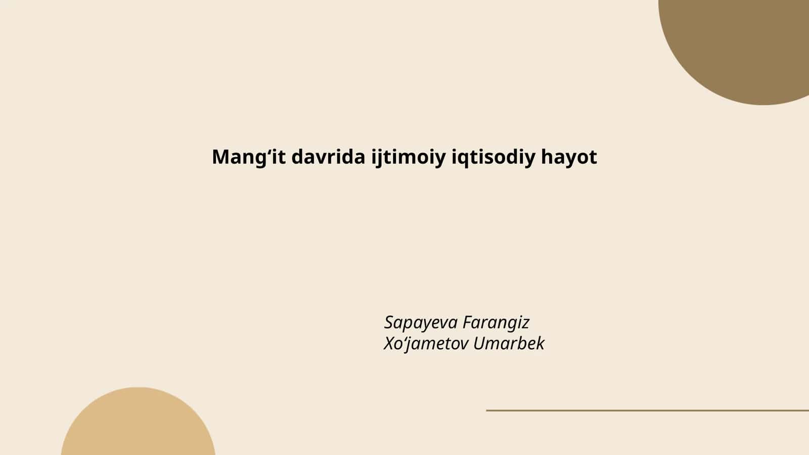 Mangʻit davrida qishloq xoʻjaligi