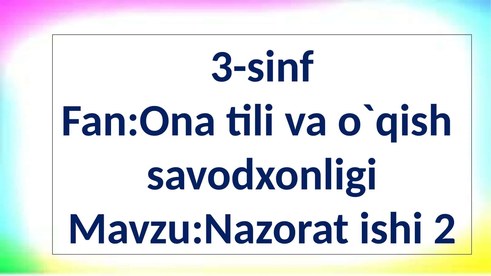 Fan: Onatilivao`qishsavodxonligi
