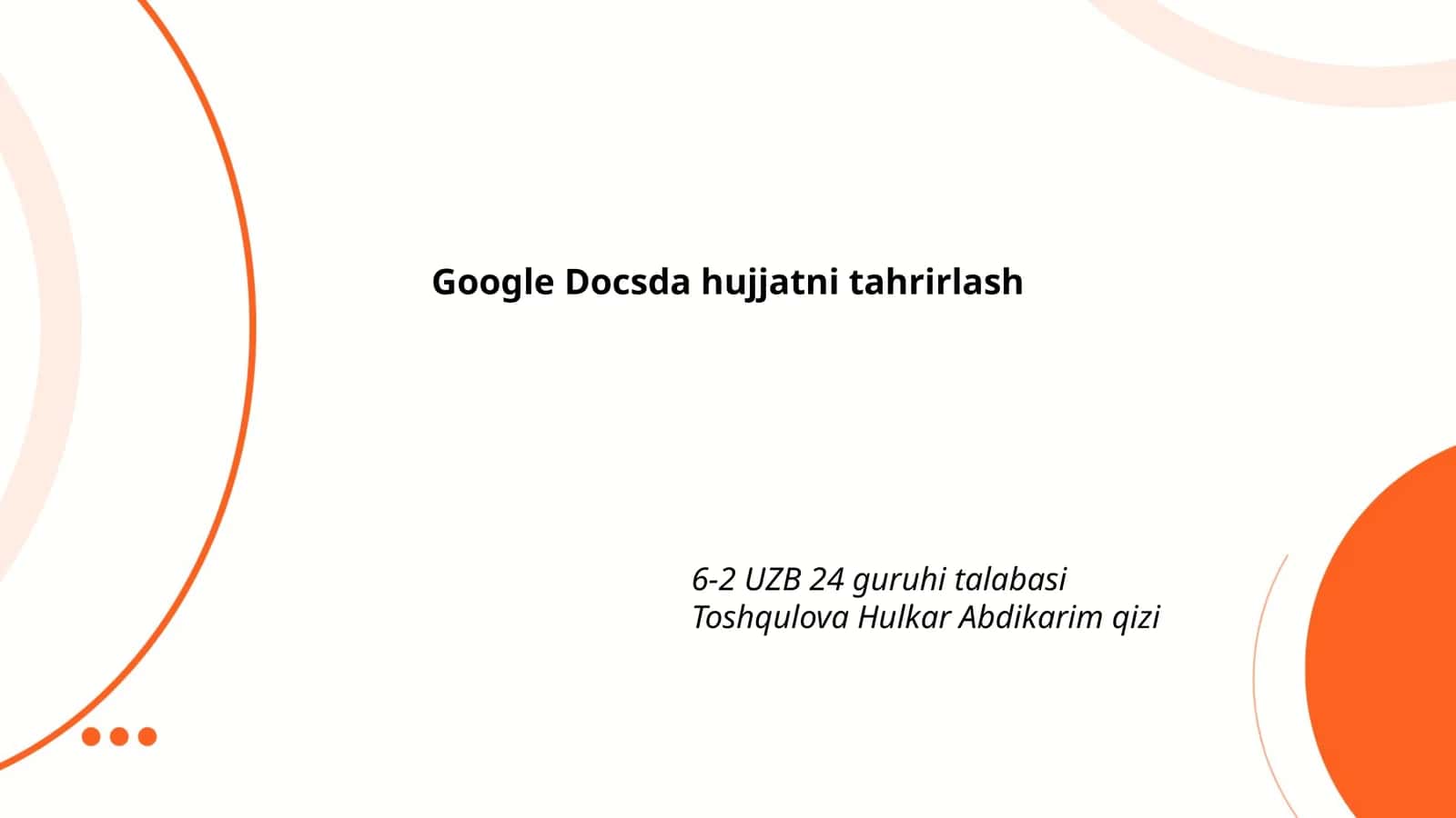 Google Docsda hujjatni tahrirlash