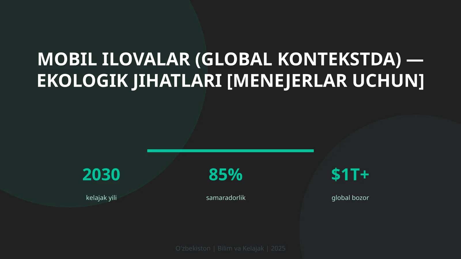 MOBIL ILOVALAR (GLOBAL KONTEKSTDA) — EKOLOGIK JIHATLARI [MENEJERLAR UCHUN]