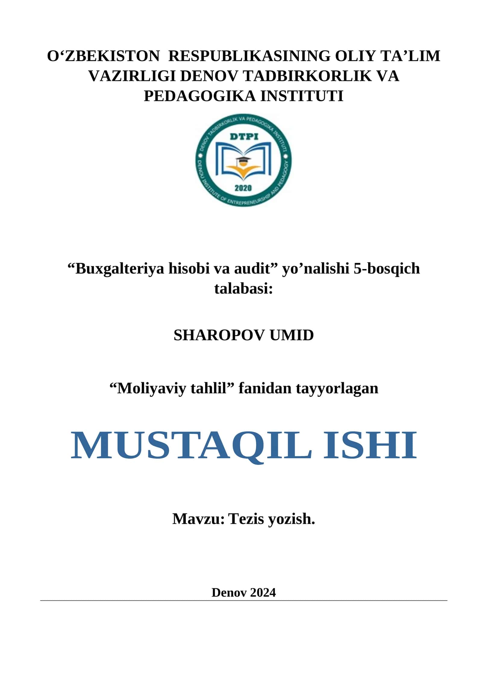 Tezis yozish