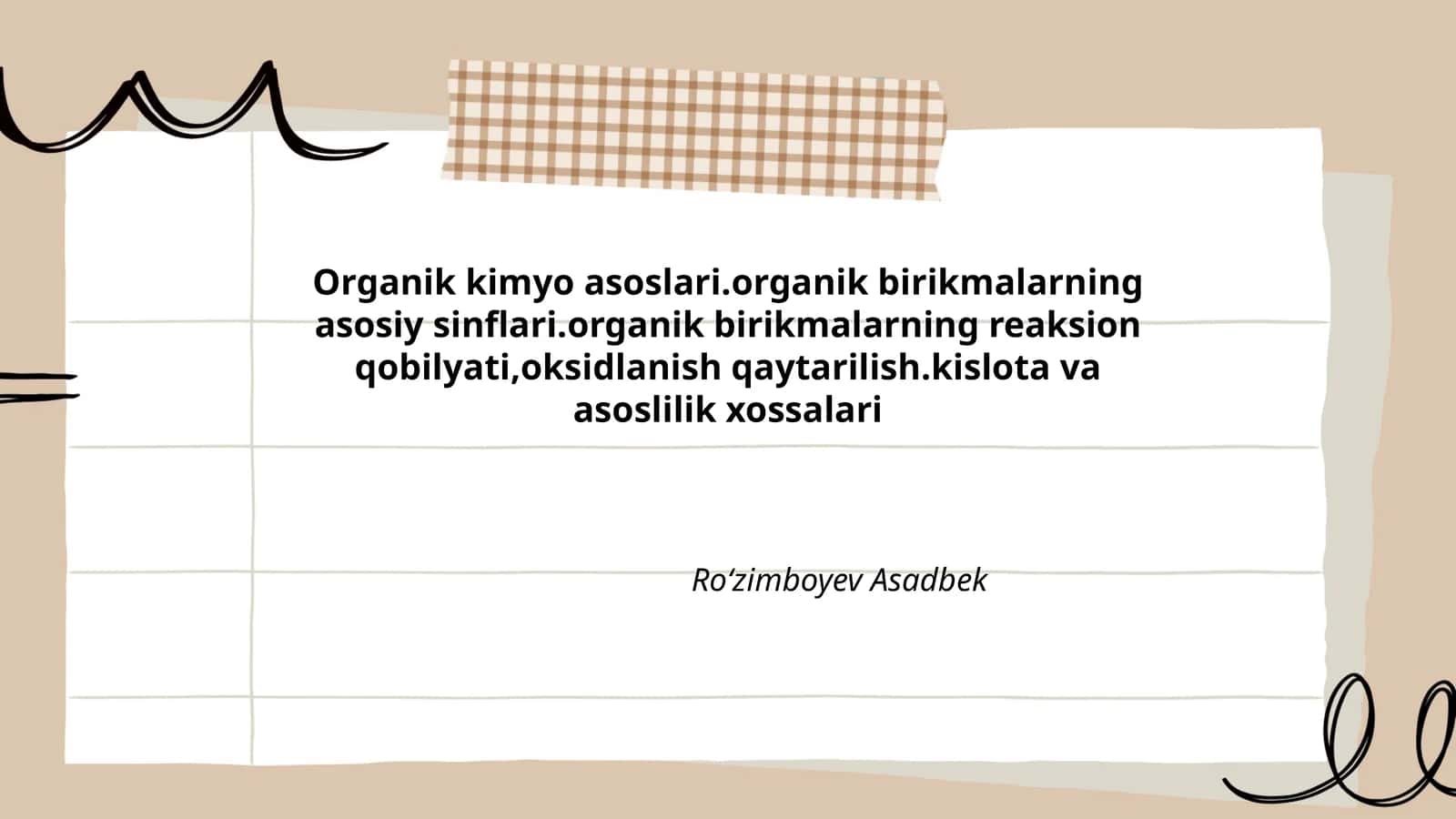 Organik kimyo asoslari